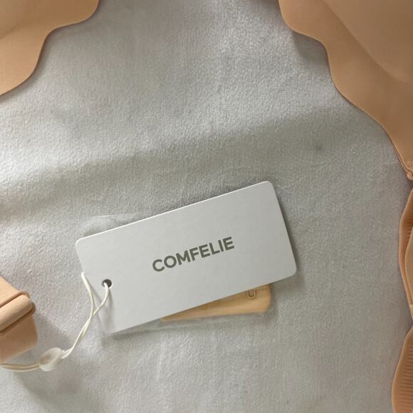 Women's XL Comfelie Beige Scallop Edge Wireless Smoothing T-Shirt Bra NEW - Picture 3 of 4